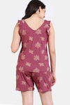 Zivame Floral Fancy Knit Cotton Shorts Set - Cherries Jublie — thumbnail 4